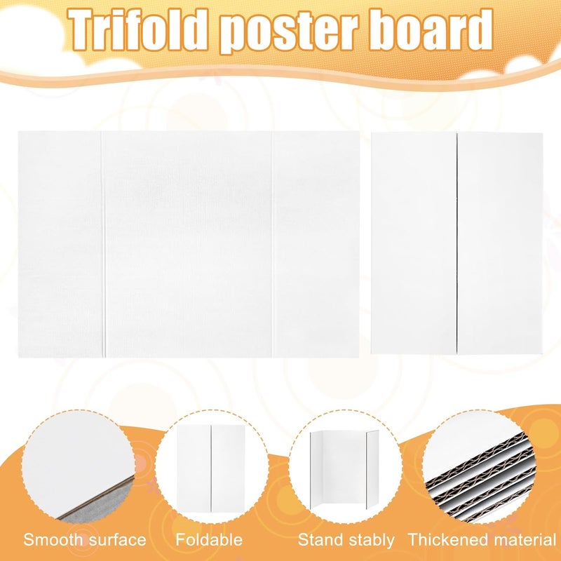 Xnewtwo 4 Pack Trifold Poster Board 36" x 24" White Corrugated Project Boards for Science Fairs, School Projects, Event Displays - Image 3